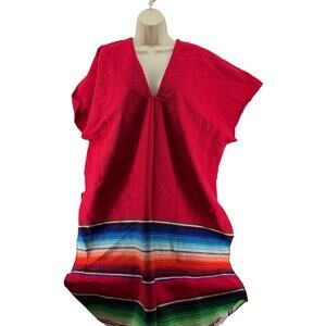 Rubies Mexican Poncho Red Tribal Serpe One Size Fits Most Blanket Gaban